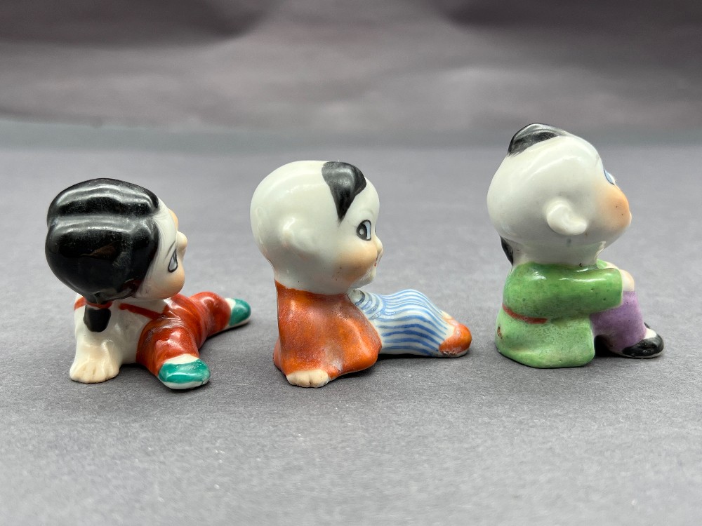 Vintage 1950s Porcelain Figurines, Hand-Painted Children - Set of 3