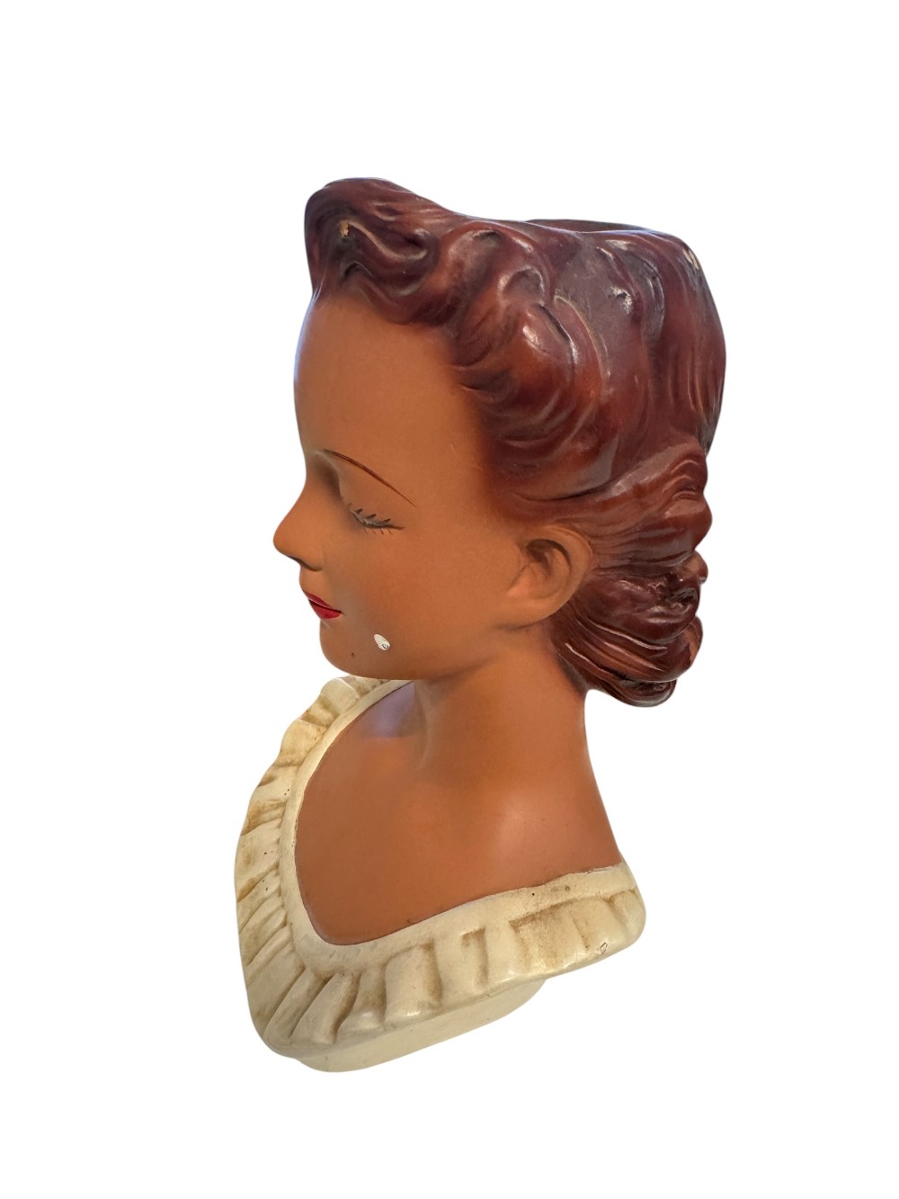 1965 Ralph Dell'Osso Chalkware Lady Head Vase 10