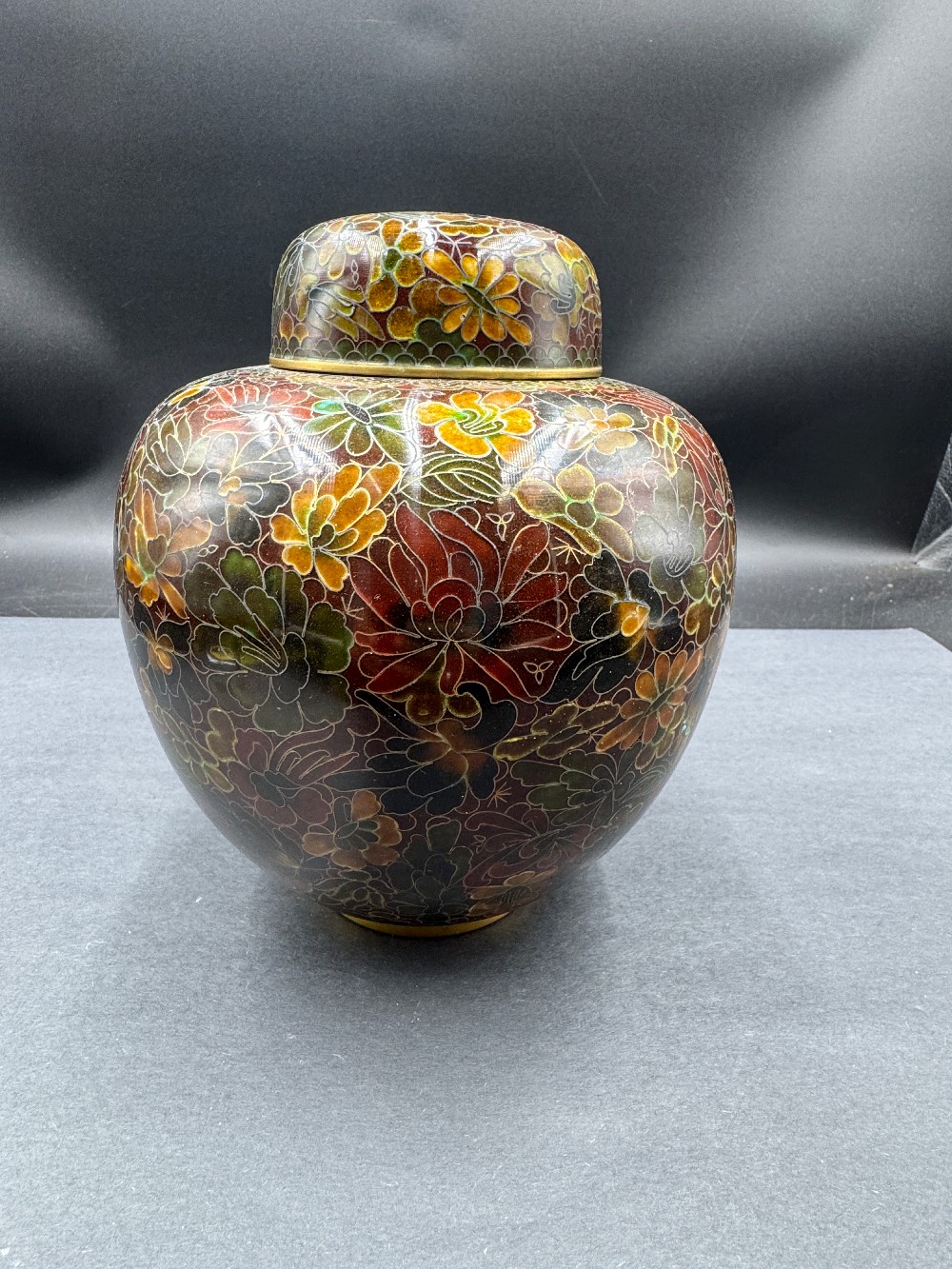 Floral Cloisonne Ginger Jar