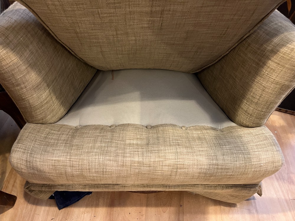 Beige Upholstered Swivel Armchair