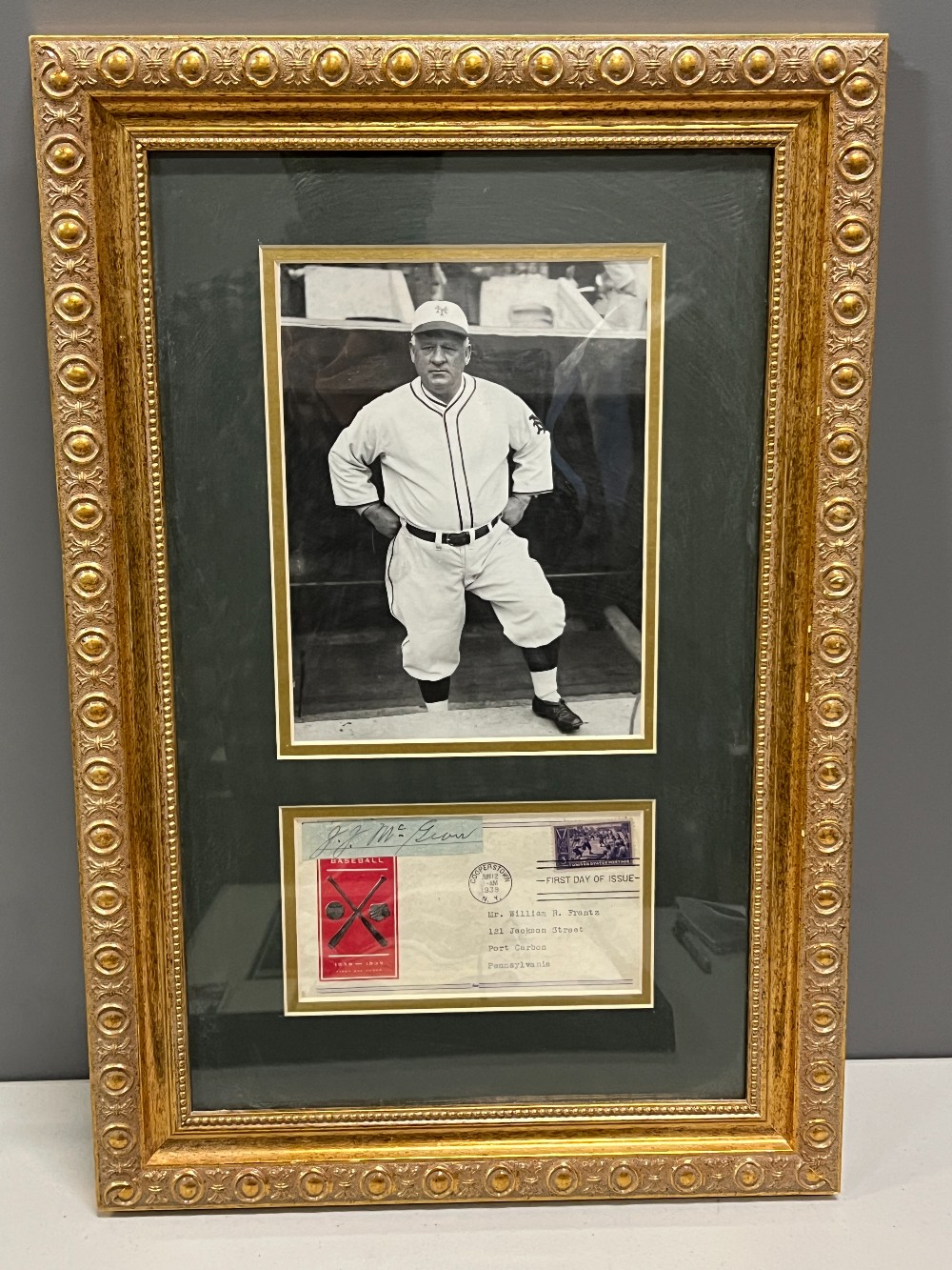 John McGraw Picture, Frame: 14” x 21” H, Signed Cut, 3 ⅜” x ¾” H, JSA With Letter Of Authenticity