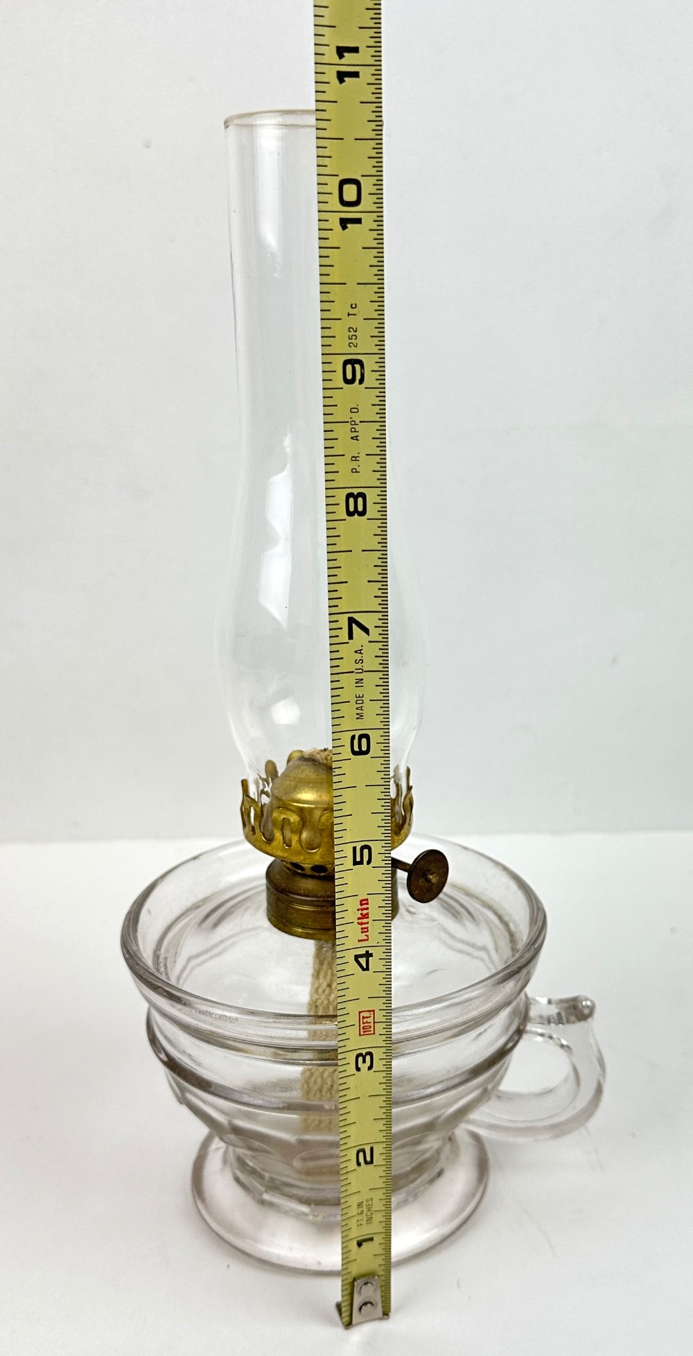 Antique Scovill Clear Glass Finger Oil Lamp