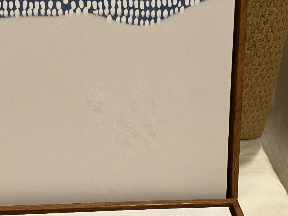 Two Framed Blue Geometric Artworks