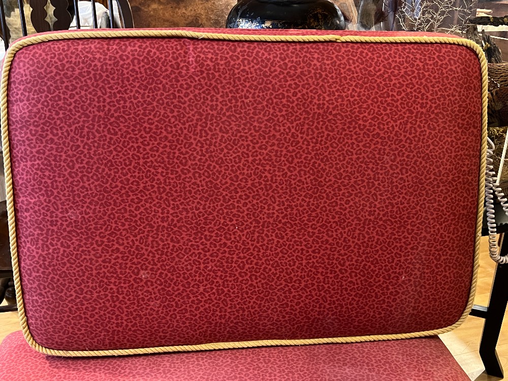 Red Upholstered Vanity Bench with Cushion
