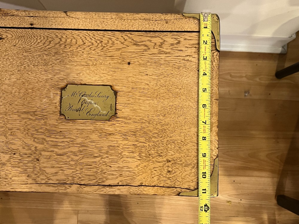 Wooden Storage Box on Stand with Plaque