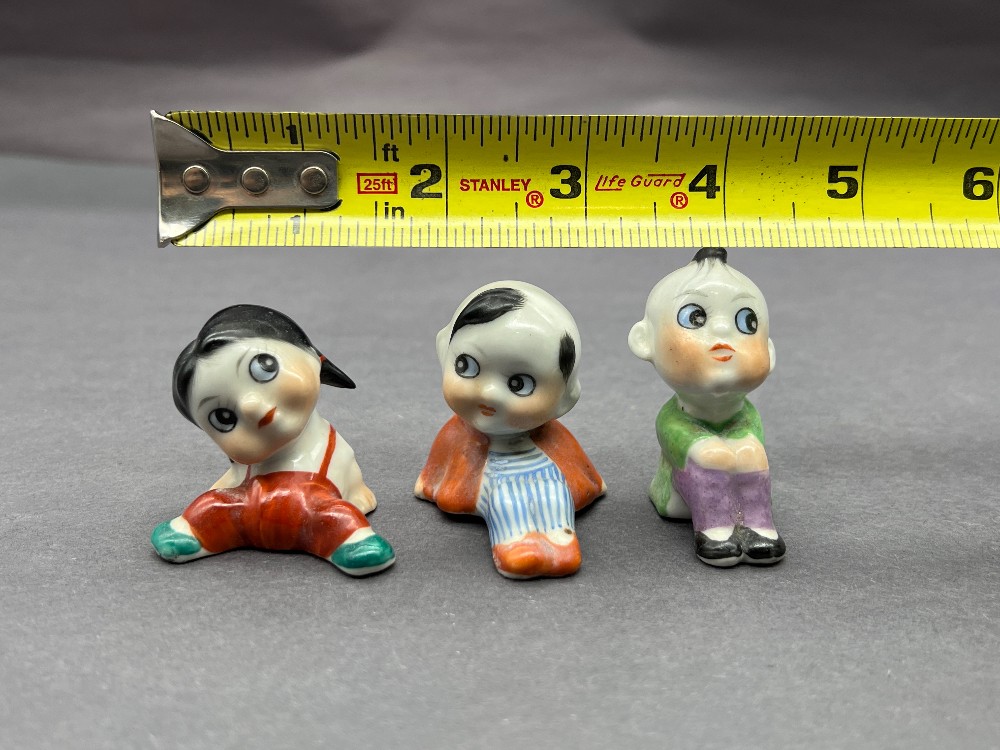 Vintage 1950s Porcelain Figurines, Hand-Painted Children - Set of 3