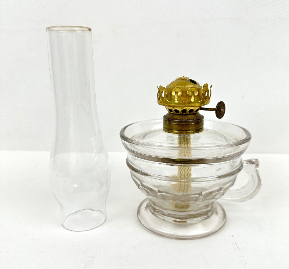 Antique Scovill Clear Glass Finger Oil Lamp