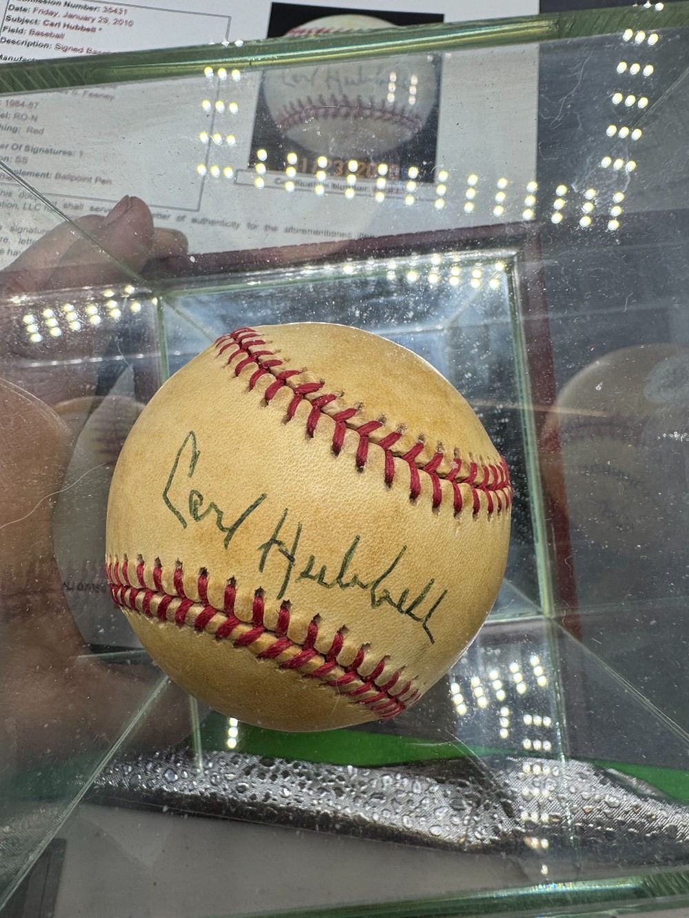 Carl Hubbell Autographed Baseball w/ JSA Letter of Authenticity