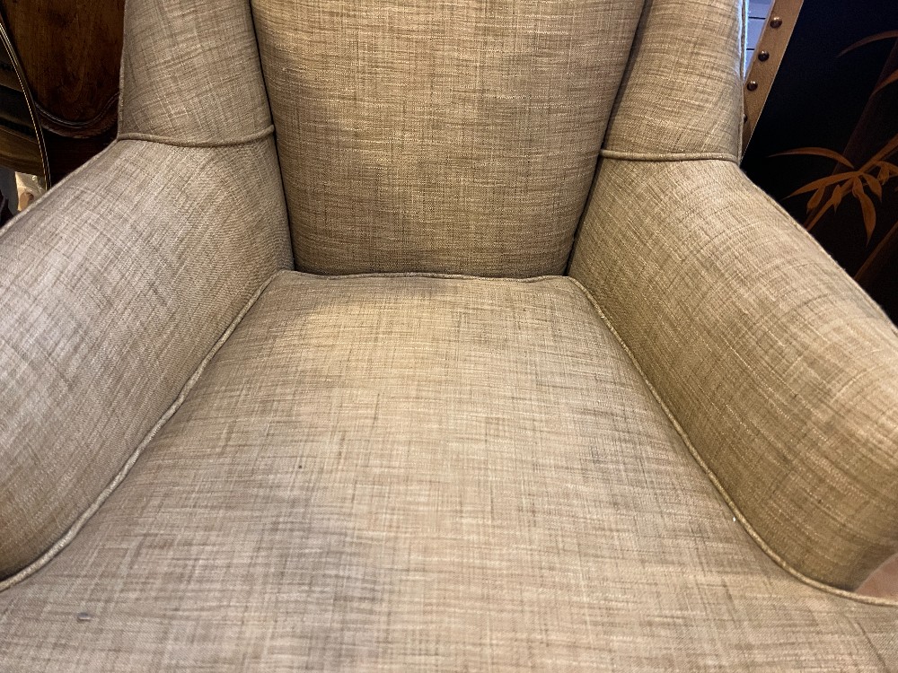 Beige Upholstered Swivel Armchair