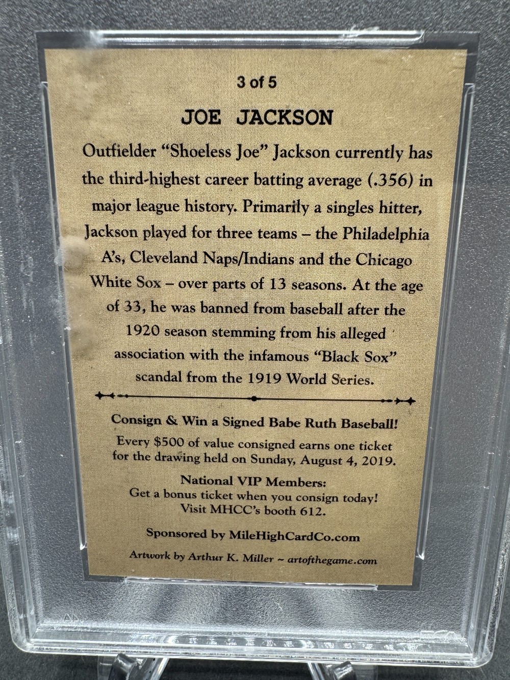 2019 NSCC PROMO FANTASY CARD Joe Jackson PSA Card #496 Of 1000