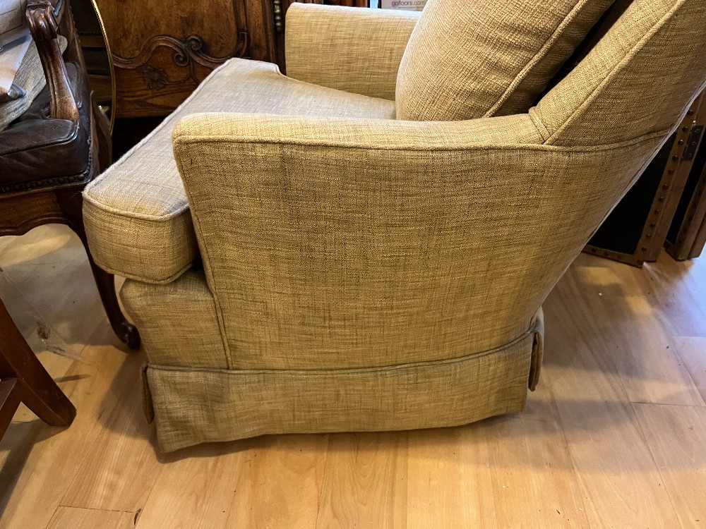 Beige Upholstered Swivel Armchair