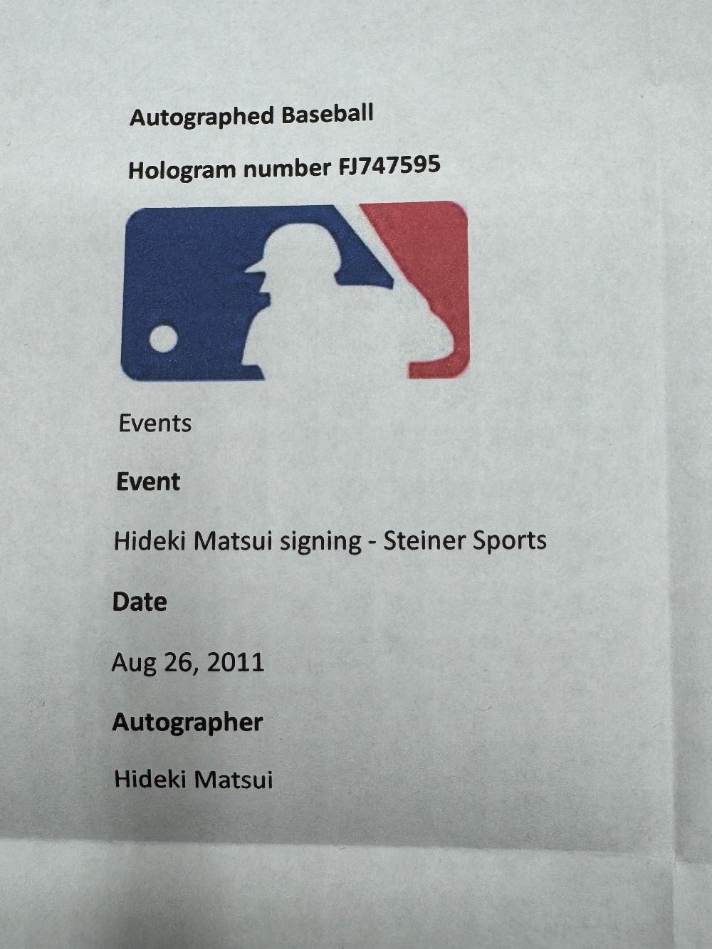 Hideki Matsui 2009 World Series Baseball, Autograph Kanji and 