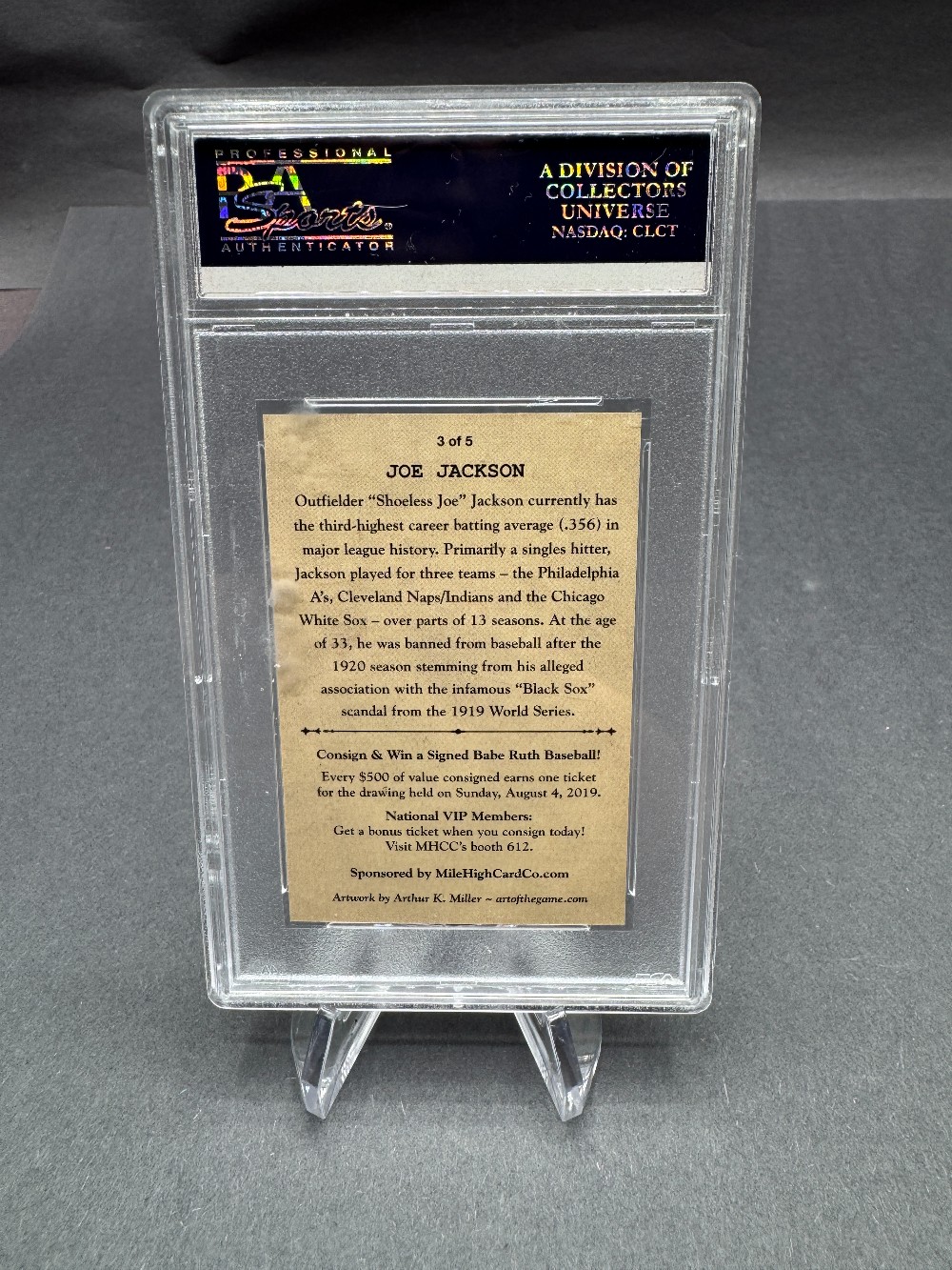 2019 NSCC PROMO FANTASY CARD Joe Jackson PSA Card #496 Of 1000