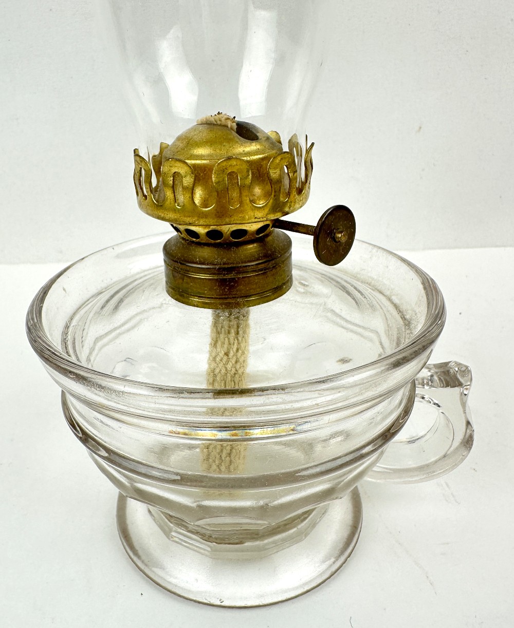 Antique Scovill Clear Glass Finger Oil Lamp