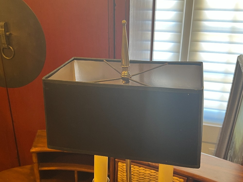 Black Shade Double Candlestick Lamp (Untested)