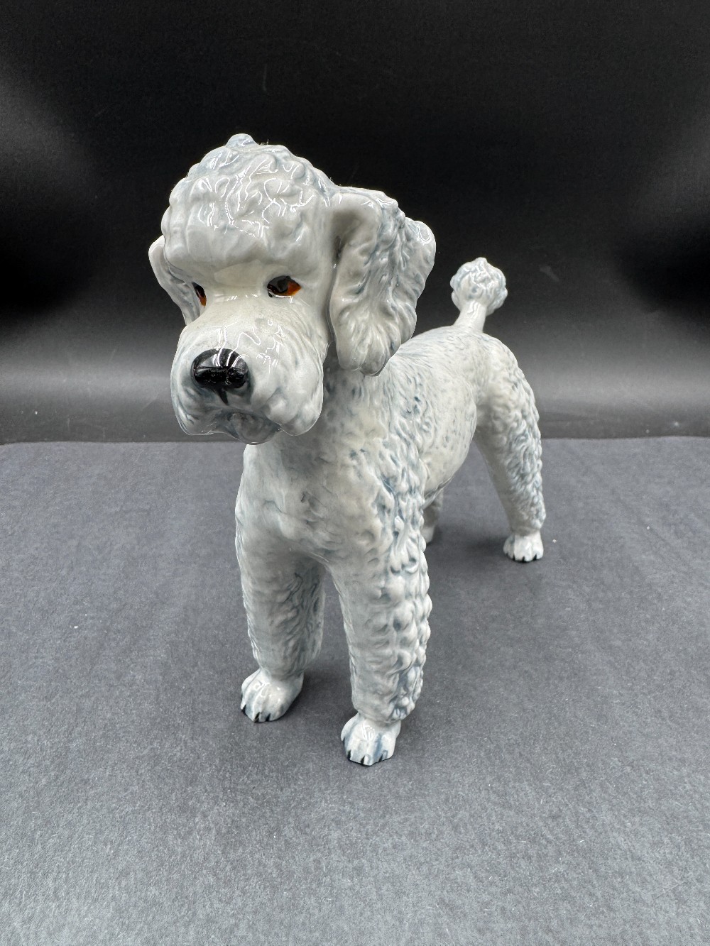 Goebel Grey Porcelain Poodle Figurine