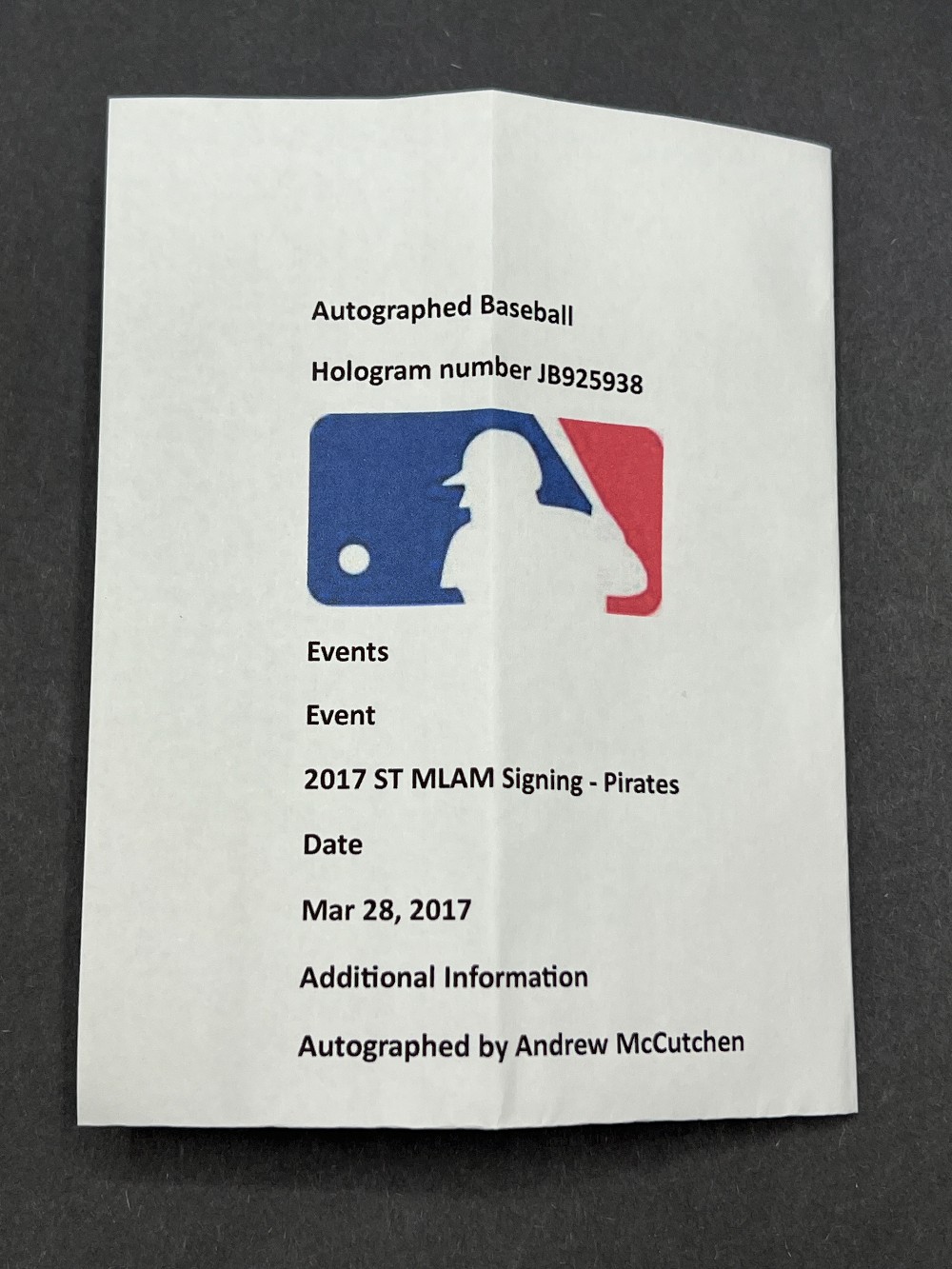Andrew McCutchen Autographed Baseball “22”, MLB