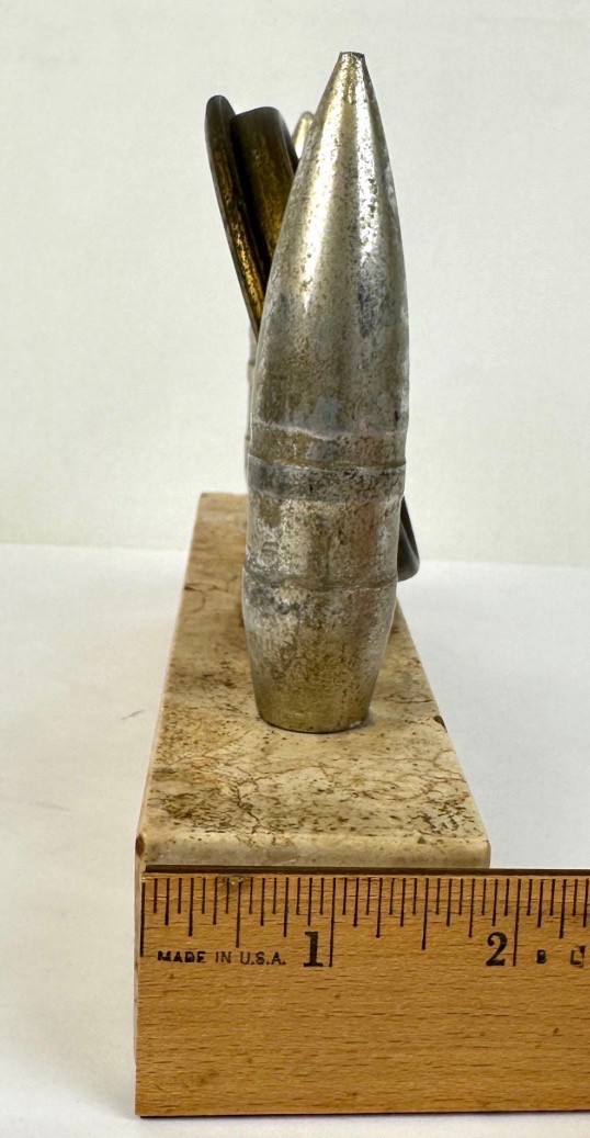 Antique Military Trench Art - Memorial Artillery Photo Frame Shell Display Stone Base