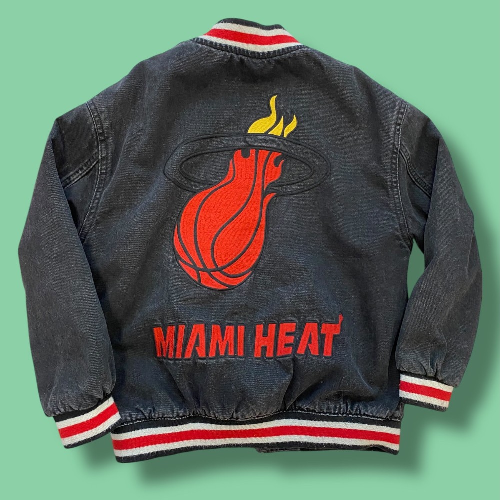 AS IS-Miami Heat Fleeced Lined Denim Jacket  7/8Y