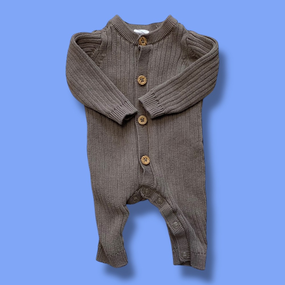 Carters brown ribbed romper nb