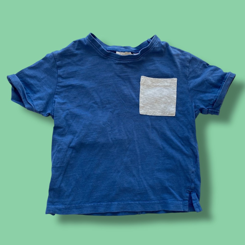 zara blue pocket tee 2-3Y