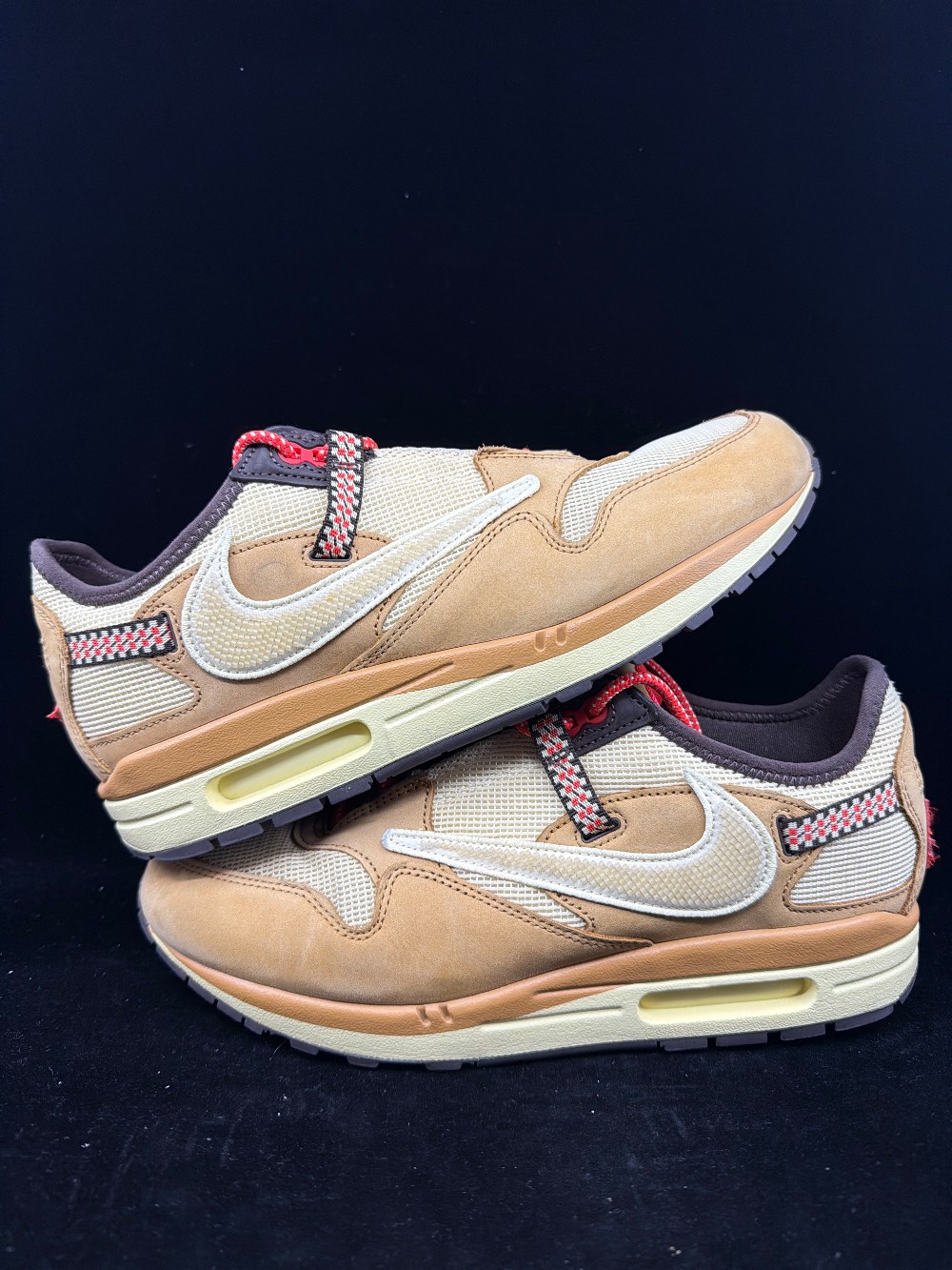 *USED* NIKE AIR MAX 1 X TRAVIS SCOTT - WHEAT LEMON DROP