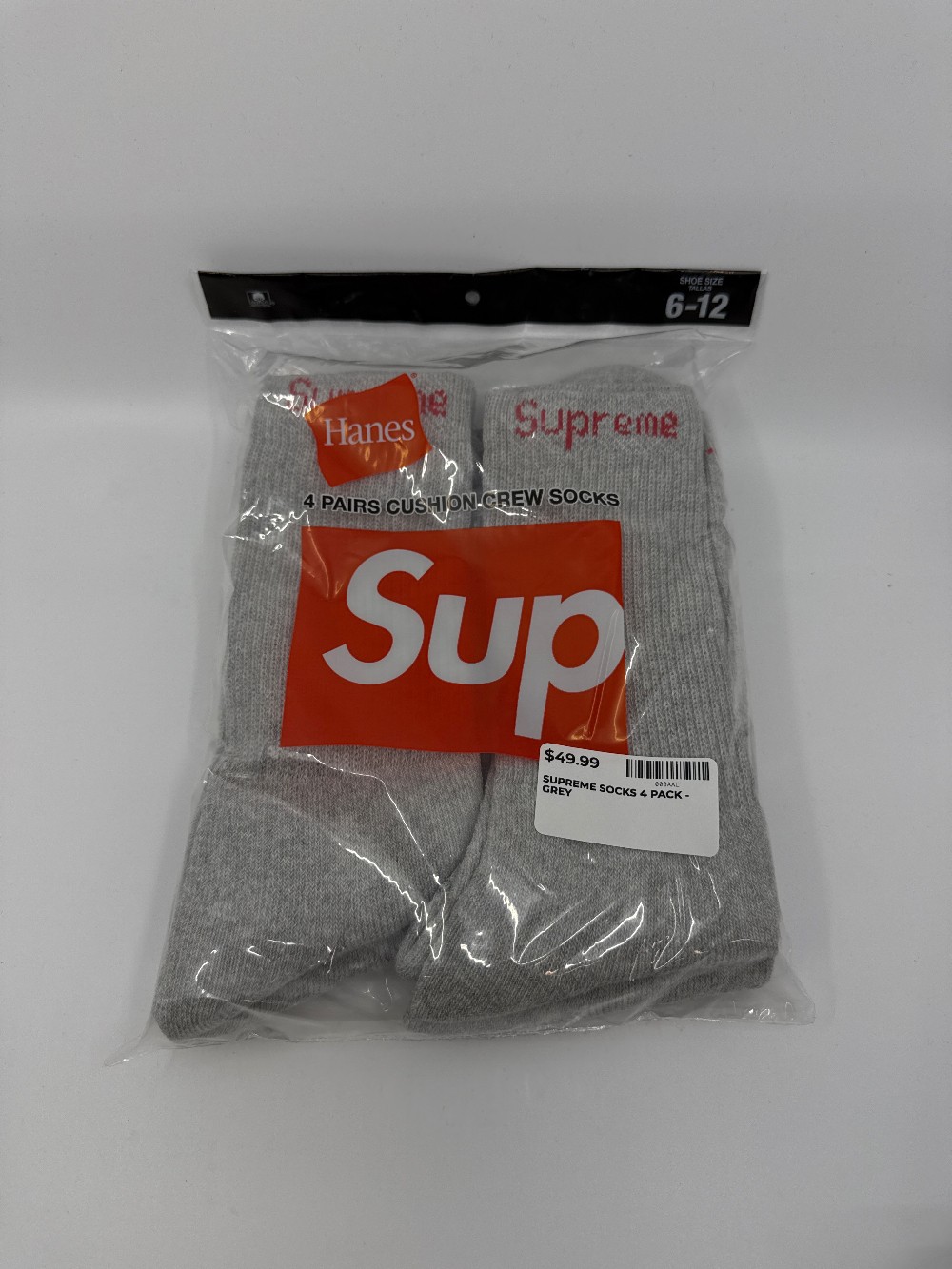 SUPREME SOCKS 4 PACK - GREY