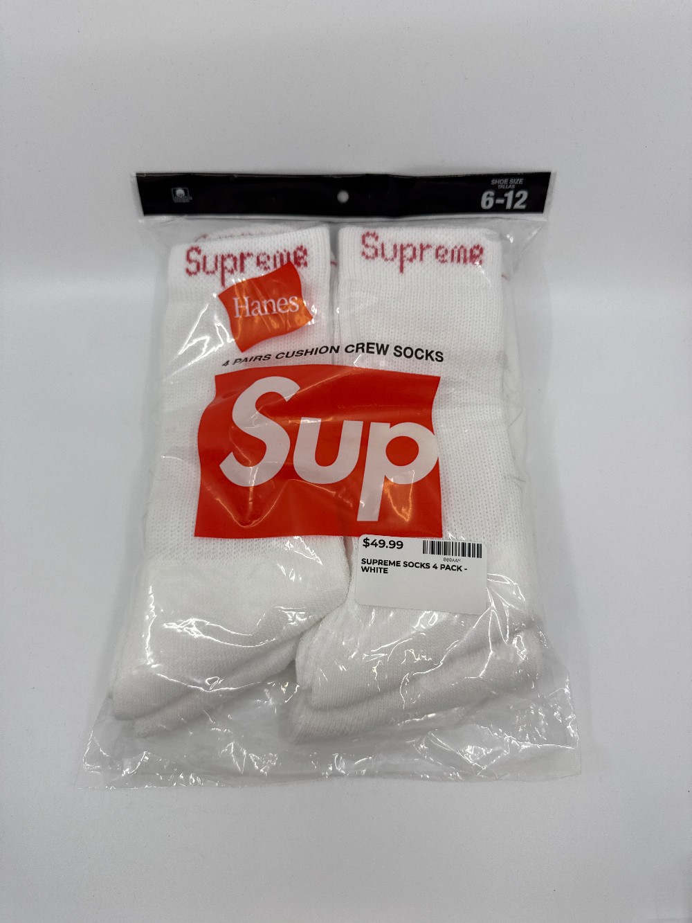 SUPREME SOCKS 4 PACK - WHITE