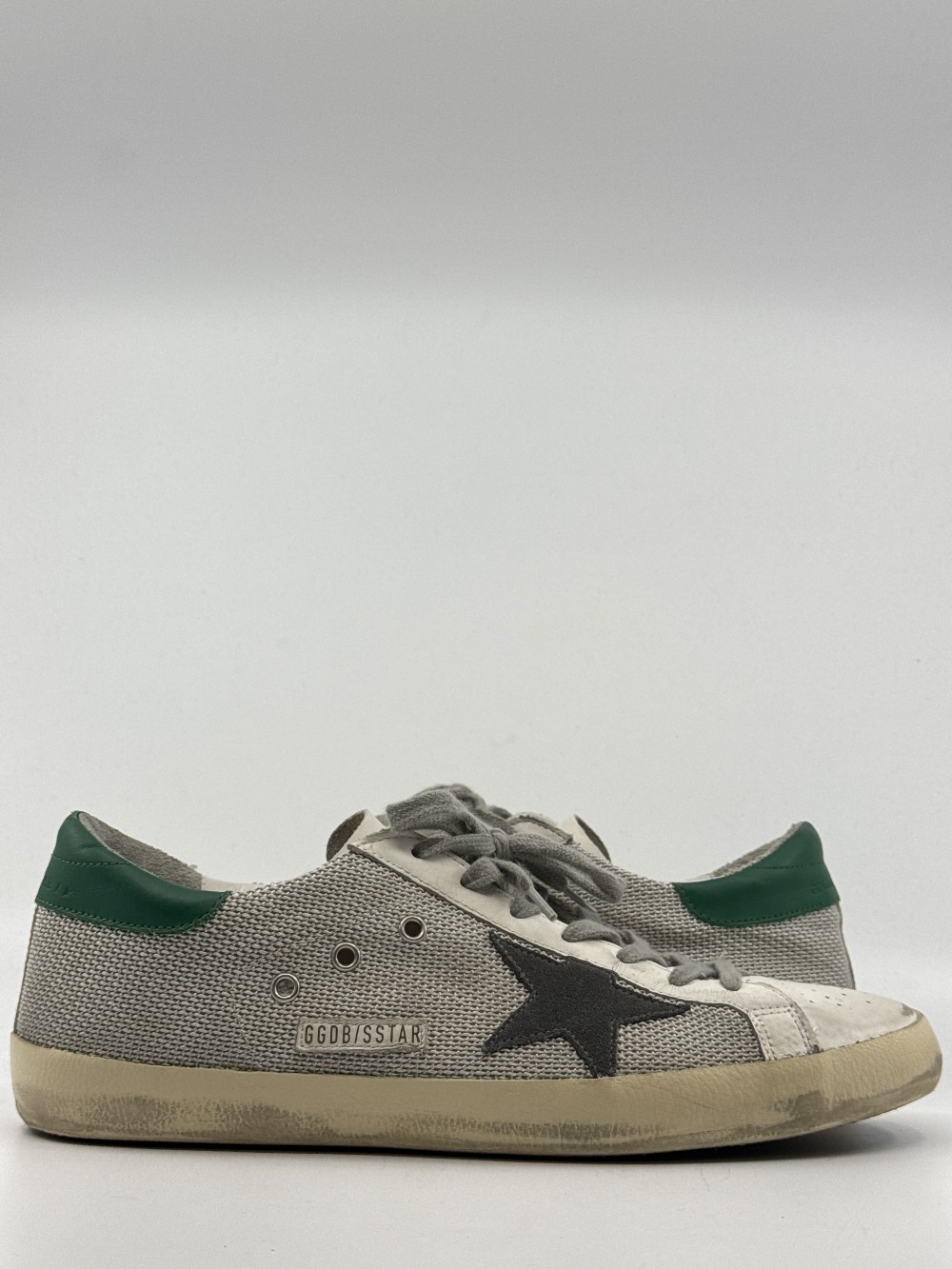 *USED/NO BOX* GOLDEN GOOSE SUPERSTAR - LIGHT SILVER MESH/GREEN