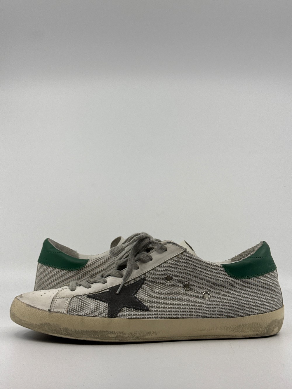 *USED/NO BOX* GOLDEN GOOSE SUPERSTAR - LIGHT SILVER MESH/GREEN