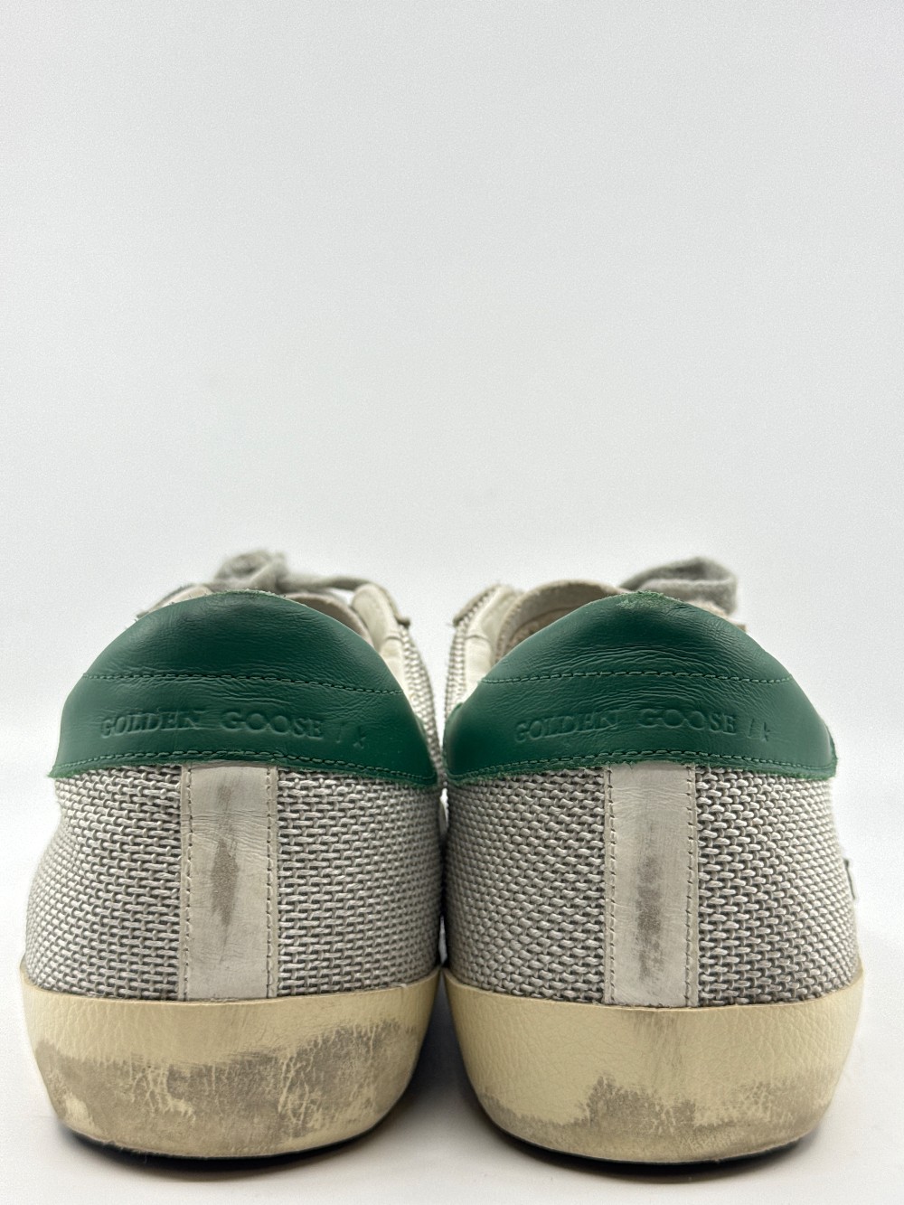 *USED/NO BOX* GOLDEN GOOSE SUPERSTAR - LIGHT SILVER MESH/GREEN
