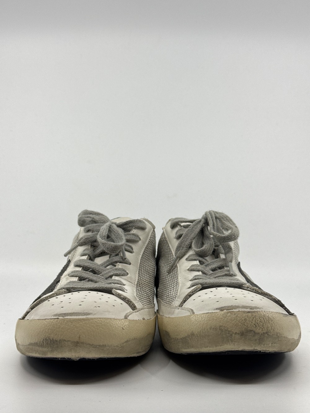 *USED/NO BOX* GOLDEN GOOSE SUPERSTAR - LIGHT SILVER MESH/GREEN