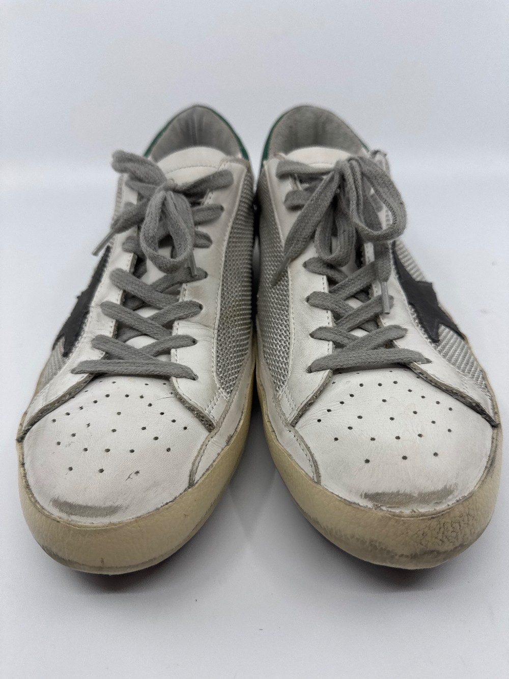 *USED/NO BOX* GOLDEN GOOSE SUPERSTAR - LIGHT SILVER MESH/GREEN
