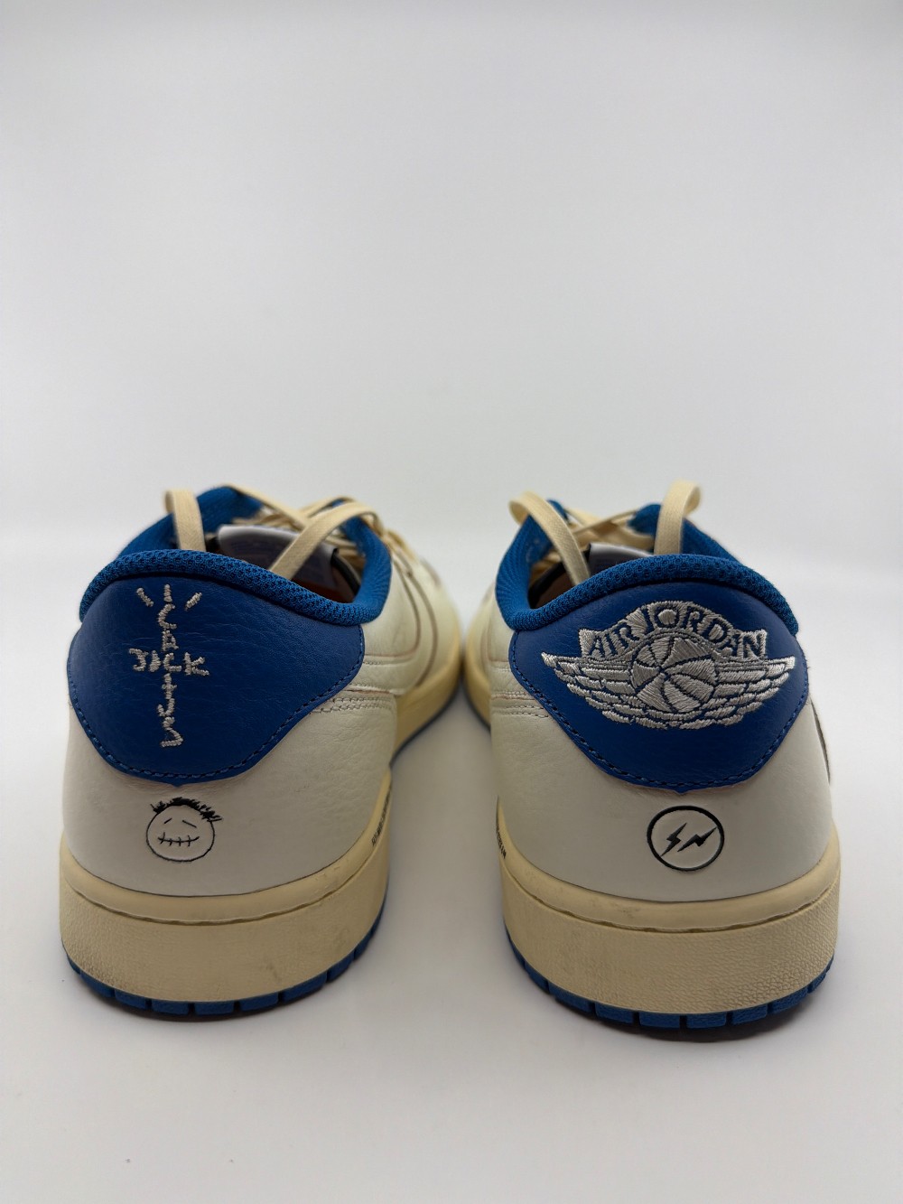 *USED* AJ 1 LOW X TRAVIS SCOTT X FRAGMENT - SAIL MILITARY BLUE