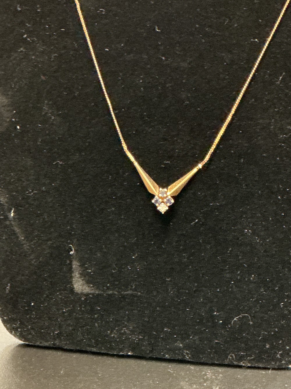 14k Necklace w Sapphires & Diamond Chips