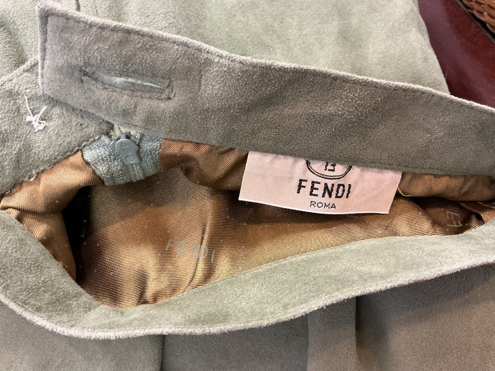 Fendi Green Suede Western Style Long Skirt