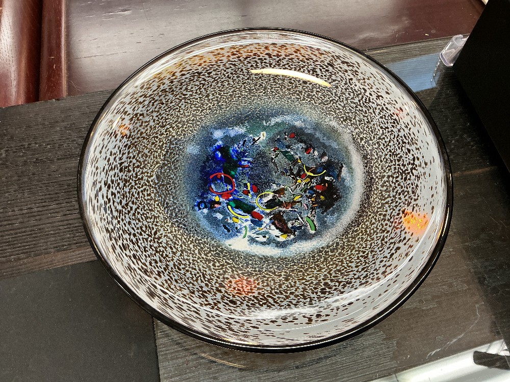 Kosta Boda Meteor handmade glass pedestal dish