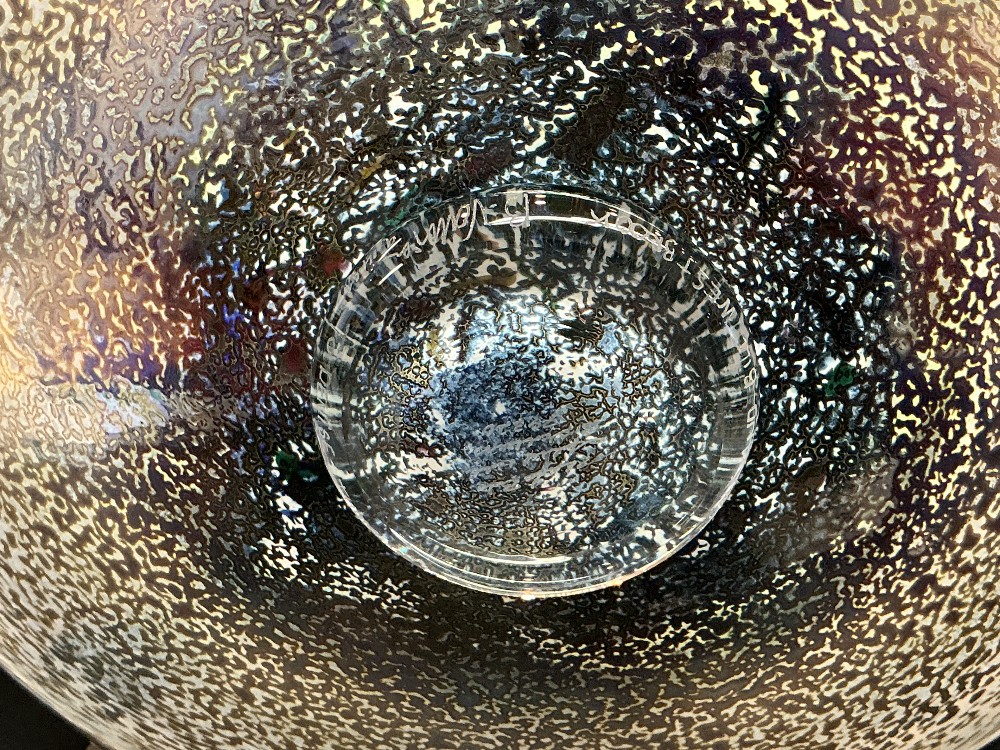 Kosta Boda Meteor handmade glass pedestal dish