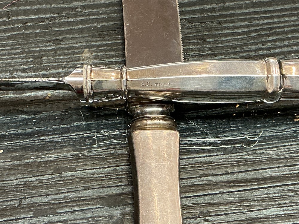 Sheffield Sterling Handled Serrated Knife 8in blade