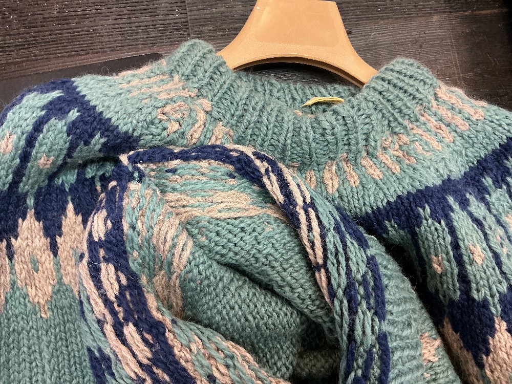 Hand-knit Wool Fair Isle Sweater, Medium