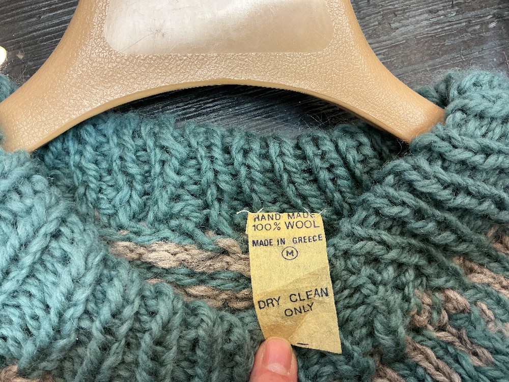 Hand-knit Wool Fair Isle Sweater, Medium