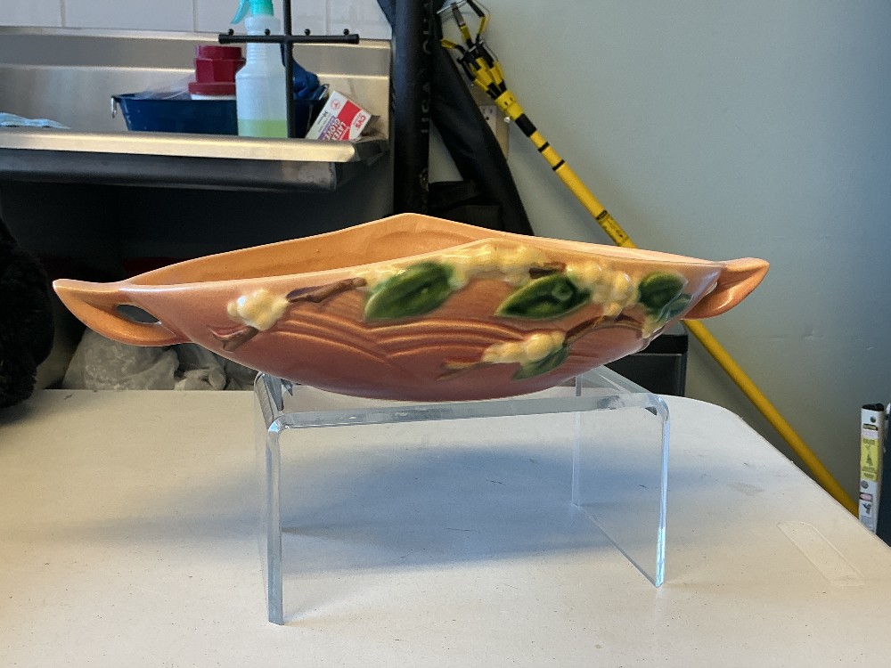 Vintage Roseville Pottery Snowberry Double Handled Dish