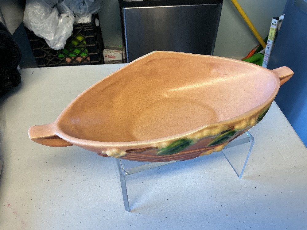 Vintage Roseville Pottery Snowberry Double Handled Dish