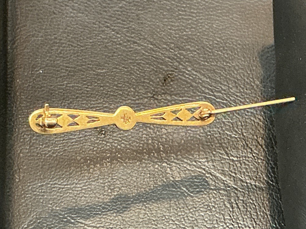 14k and Seed Pearl Bar Pin