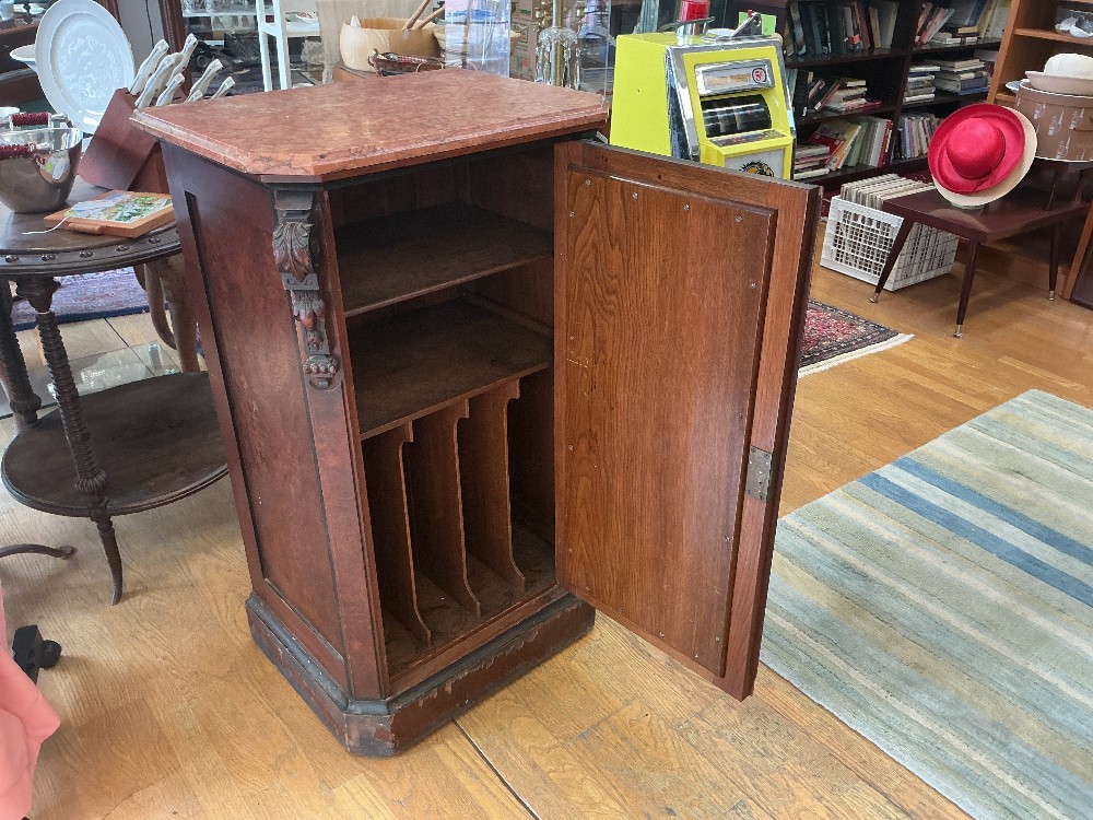 Antique Hardwood Music Cabinet