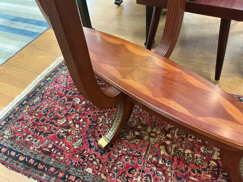 Oval Console Sofa Table w Tempered Beveled Glass Insert