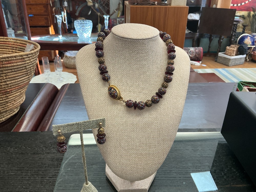 Murano style Confetti Glass and Filigree GF Beaded Necklace