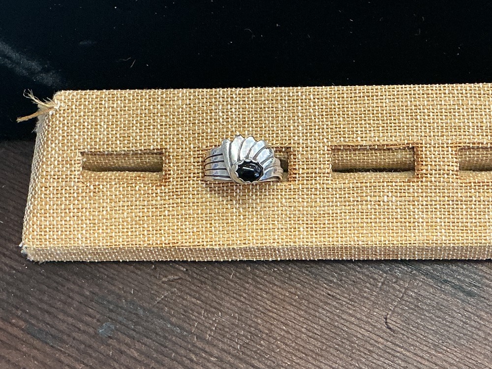 Adjustable Sterling Ring w Onyx