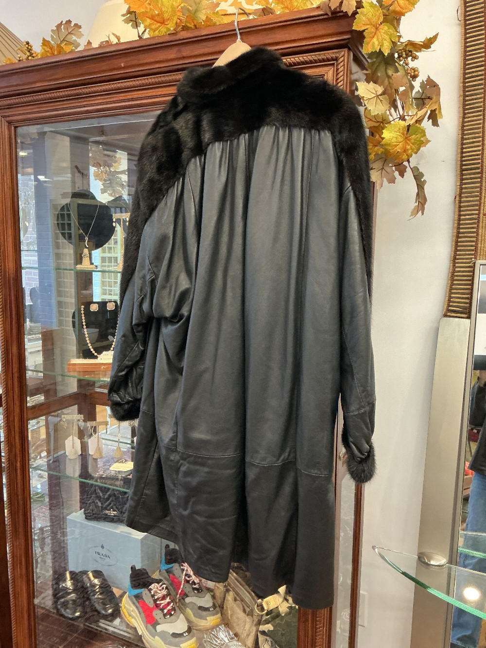 SAGA Mink Vintage 3/4 Black Mink & Leather Coat