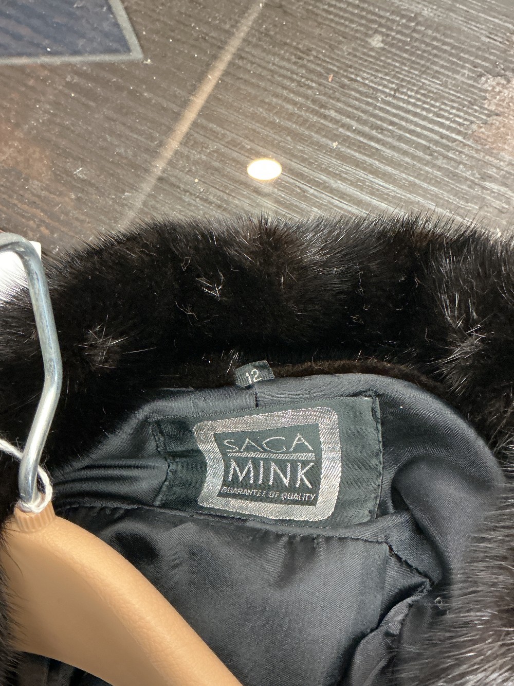 SAGA Mink Vintage 3/4 Black Mink & Leather Coat